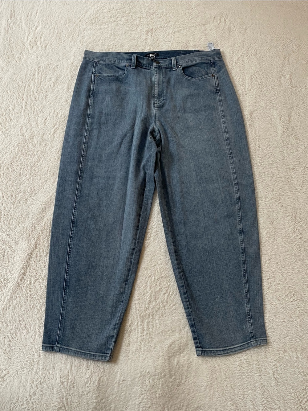 Eileen Fisher Cotton Stretch Denim Lantern Jean Classic Indigo Size XL Comfort - Picture 2 of 10